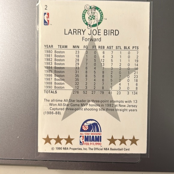 Larry Bird 1990 Hoops All Star #2 - Picture 2 of 2
